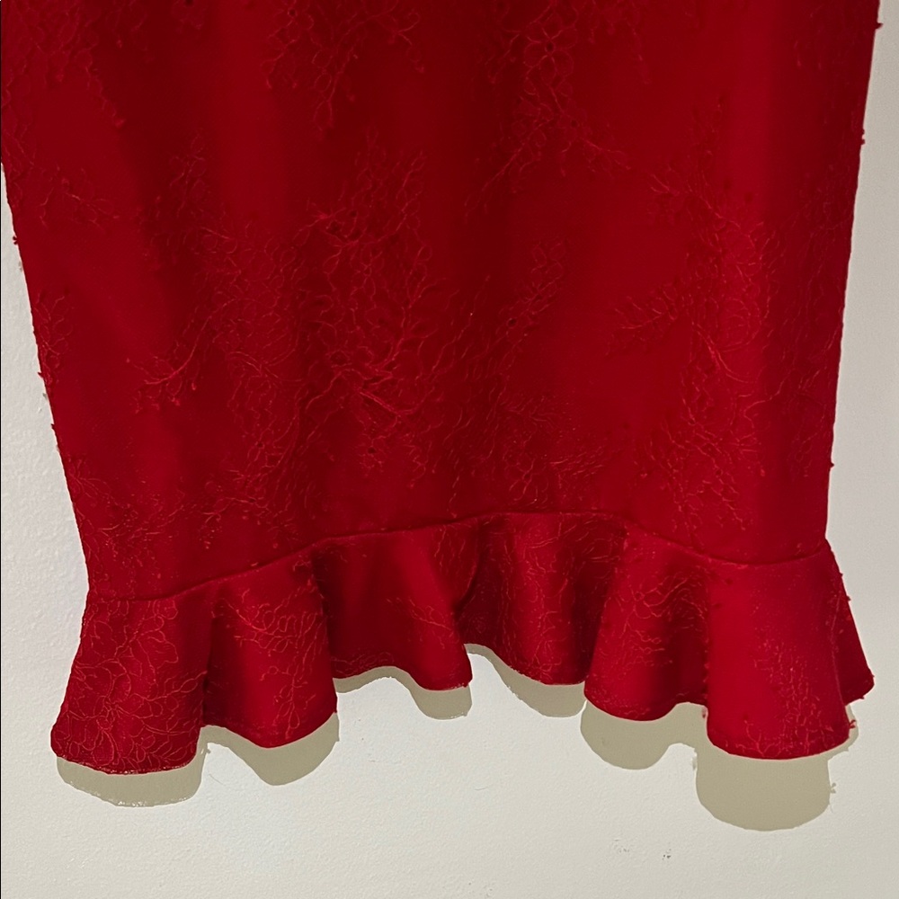 Michael Costello X Revolve Ericka Strapless Red Midi Dress - Picture 7 of 9